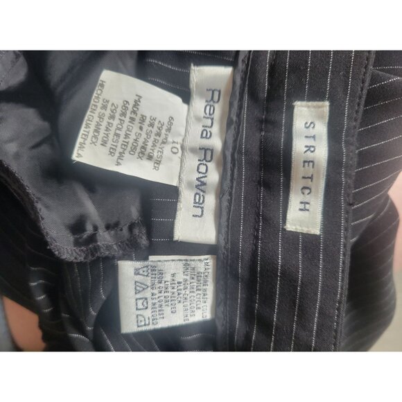 Rena Rowan Womens Black Pinstripe Stretch Dress Pants Size 10 Polyester - Picture 3 of 4